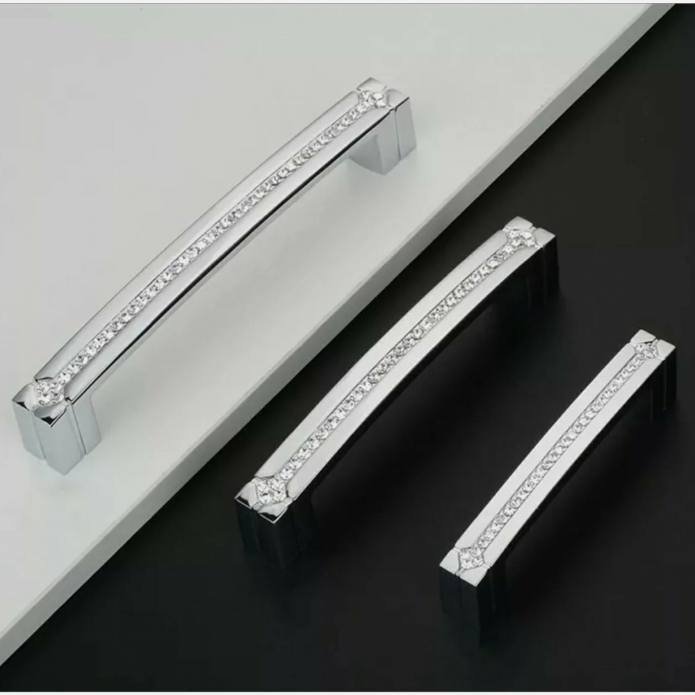 Luxury Crystal Glass Diamond Furniture Handle Wardrobe Drawer Knobs Kit…